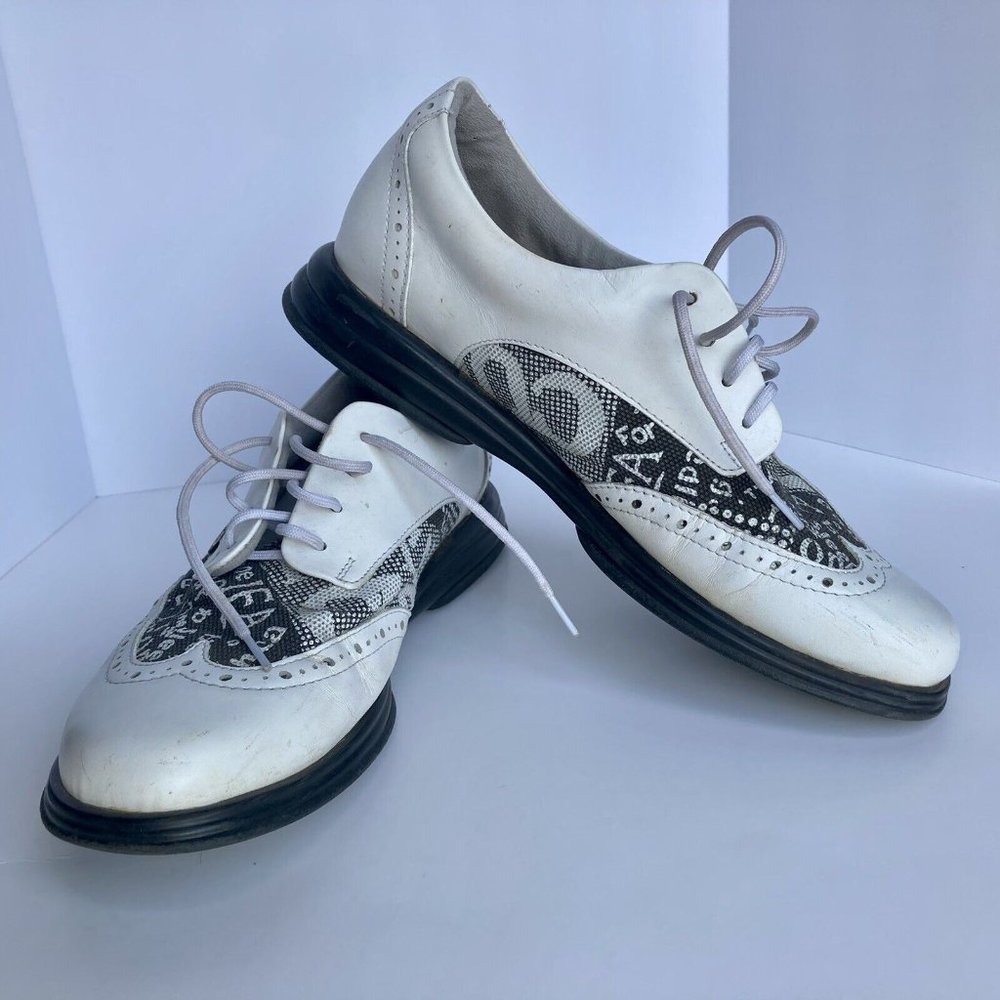 Sandbaggers Women's Charlie Fashion Comfort Golf Shoes White  Black Accent Sz 8